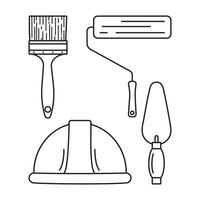 Facile vecteur ligne Icônes. construction. de construction outils. protecteur casque