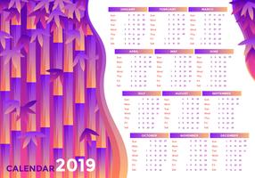 Calendrier de calendrier imprimable bambou 2019 vecteur