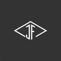 initiales jf logo monogramme avec Facile diamant ligne style conception vecteur