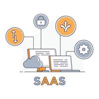 Logiciel comme une un service icône. basé sur le cloud Logiciel symbole. nuage l'informatique prestations de service illustration. vecteur modifiable Icônes.