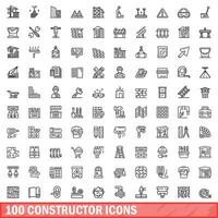 100 constructeur Icônes ensemble, contour style vecteur