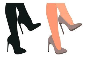 vague image de le silhouette de aux femmes chaussures. des chaussures talons aiguilles, haute talons vecteur