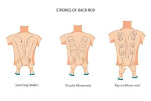 se détendre et rajeunir avec une apaisant retour massage, fusion une façon tension et stress, en quittant vous sentiment béatement rafraîchi. les types de coups de retour frotter. vecteur
