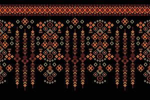 ethnique géométrique en tissu modèle traverser point.ikat broderie ethnique Oriental pixel modèle noir Contexte. abstrait, vecteur, illustration. texture, vêtements, cadre, décoration, motifs, soie fond d'écran. vecteur