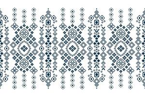 ethnique géométrique en tissu modèle traverser point.ikat broderie ethnique Oriental pixel bleu blanc Contexte. abstrait, vecteur, illustration. texture, vêtements, cadre, décoration, motifs, soie fond d'écran. vecteur