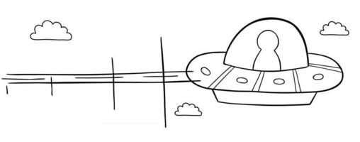 illustration de vecteur de dessin animé d'ovni volant dans le ciel