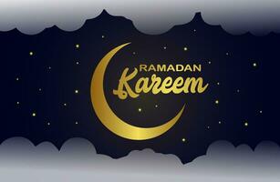 islamique croissant avec mosquée pour Ramadan kareem et aïd. d'or moitié lune modèle, Contexte illustration. vecteur