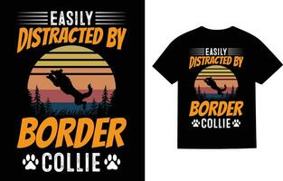 frontière colley chien T-shirt conception vecteur