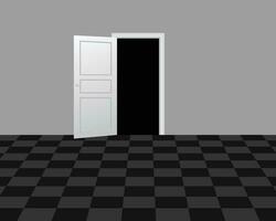 vecteur illustration de une pièce avec un ouvert porte et une sol avec carré carrelage