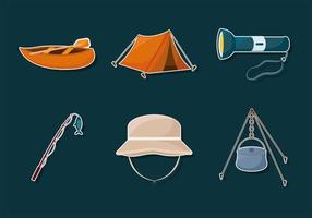 six icônes de camping vecteur