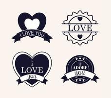 quatre timbres d'amour vecteur