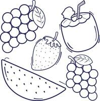 noir et blanc fruit collection illustration pour coloration vecteur