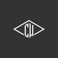 initiales cw logo monogramme avec Facile diamant ligne style conception vecteur