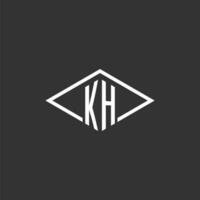 initiales kh logo monogramme avec Facile diamant ligne style conception vecteur