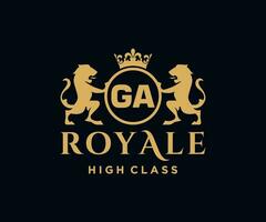 d'or lettre Géorgie modèle logo luxe or lettre avec couronne. monogramme alphabet . magnifique Royal initiales lettre. vecteur