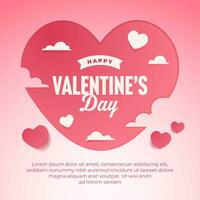 content la Saint-Valentin journée social médias Publier modèle avec magnifique ornement de l'amour vecteur