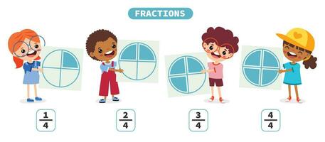 dessin animé des gamins apprentissage fractions matière vecteur