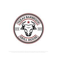 Texas barbecue gril maison logo conception vecteur, rétro gril maison et bar icône vecteur des illustrations emblème modèle