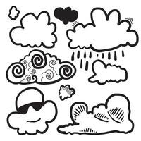 collection météo dessinée à la main. illustration vectorielle de style plat sur fond gris. vecteur