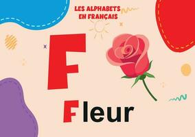 français alphabet F lettre préscolaire vecteur