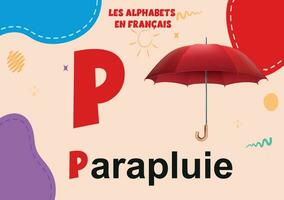 français alphabet p lettre préscolaire vecteur