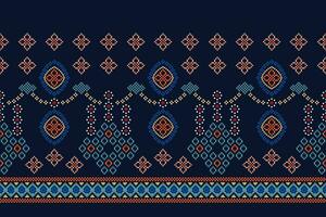 ethnique géométrique en tissu modèle traverser point.ikat broderie ethnique Oriental pixel modèle bleu Contexte. abstrait, vecteur, illustration. texture, vêtements, cadre, décoration, motifs, soie fond d'écran. vecteur