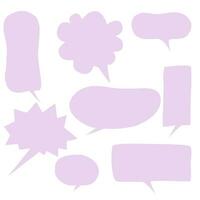 définir des bulles sur fond blanc. boîte de chat ou vecteur de chat carré et message de doodle ou nuage d'icône de communication parlant pour les bandes dessinées et le dialogue de message minimal