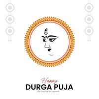 déesse maa durga visage dans content durga puja, dusséhra, et navratri fête concept pour la toile bannière, affiche, social médias poste, et prospectus La publicité vecteur