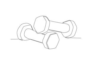 plat icône de une Célibataire continu ligne dessin de haltères. contour symbole pour la toile ou mobile app conception. haltère contour pictogramme. Célibataire ligne dessin vecteur graphique