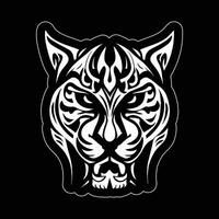 tigre visage autocollant noir et blanc pour impression vecteur