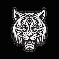 tigre visage autocollant noir et blanc pour impression vecteur