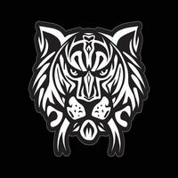 tigre visage autocollant noir et blanc pour impression vecteur