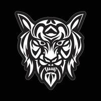 tigre visage autocollant noir et blanc pour impression vecteur