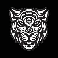 tigre visage autocollant noir et blanc pour impression vecteur