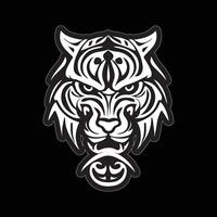 tigre visage autocollant noir et blanc pour impression vecteur