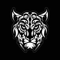 tigre visage autocollant noir et blanc pour impression vecteur