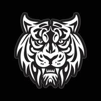 tigre visage autocollant noir et blanc pour impression vecteur