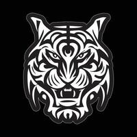 tigre visage autocollant noir et blanc pour impression vecteur