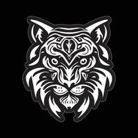 tigre visage autocollant noir et blanc pour impression vecteur