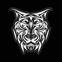 tigre visage autocollant noir et blanc pour impression vecteur