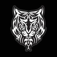 tigre visage autocollant noir et blanc pour impression vecteur