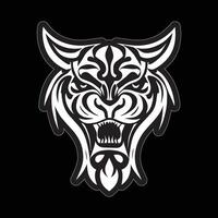 tigre visage autocollant noir et blanc pour impression vecteur