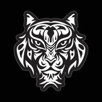 tigre visage autocollant noir et blanc pour impression vecteur