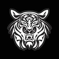 tigre visage autocollant noir et blanc pour impression vecteur