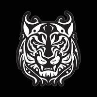 tigre visage autocollant noir et blanc pour impression vecteur