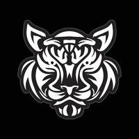 tigre visage autocollant noir et blanc pour impression vecteur