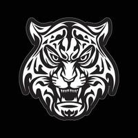 tigre visage autocollant noir et blanc pour impression vecteur