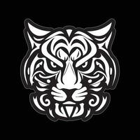 tigre visage autocollant noir et blanc pour impression vecteur