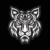 tigre visage autocollant noir et blanc pour impression vecteur