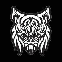 tigre visage autocollant noir et blanc pour impression vecteur